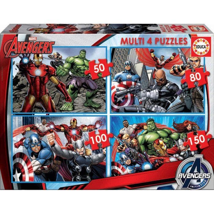 EDUCA - Puzzle - Puzzle Multi 4 Avengers - Bajki i komiksy - Mniej niż 100 elementów - Dziecko