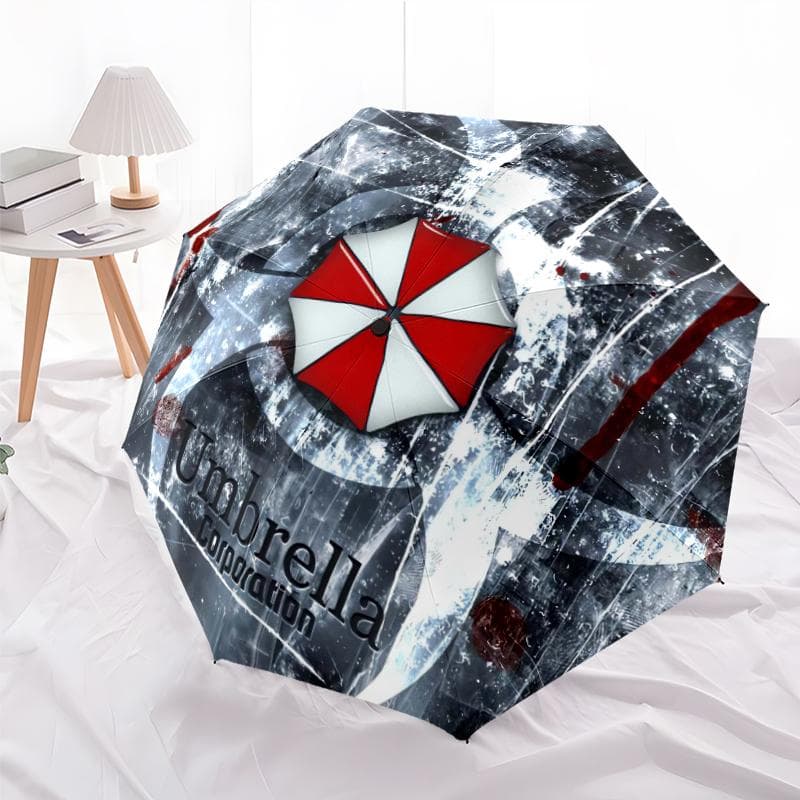 1 szt. Automatyczny Składany Parasol - Wzór Umbrella Corporation, Przenośna i Składana Konstrukcja z 8 Żebrami, Prezenty na Boże Narodzenie i