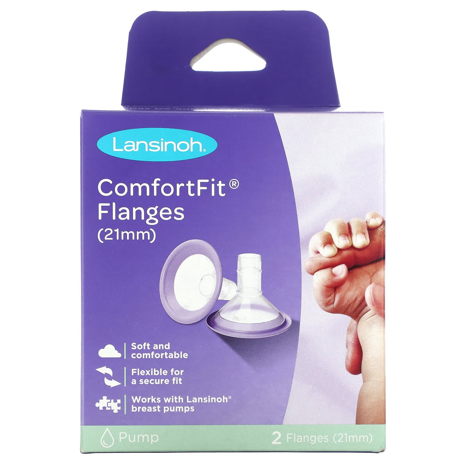 Lansinoh, kołnierz ComfortFit, 2 kołnierze, 21 mm każdy