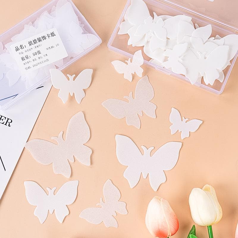Białe Motyle Papier Waﬂowy Dekoracje Tortu - Jadalne Kolorowe Toppery
