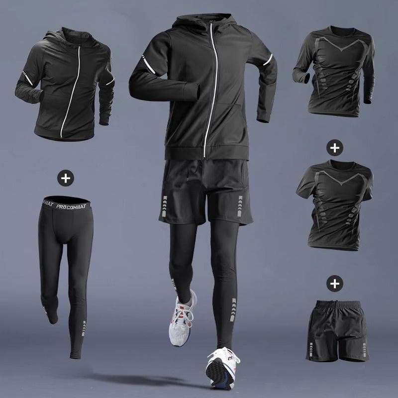 3-5 szt. Męski Zestaw/Garnitur do Biegania Fitness z Włókna Lodowego Szybkoschnący Dres na Maraton, Trening Rowerowy, Jogging, Siłownię, spodnie