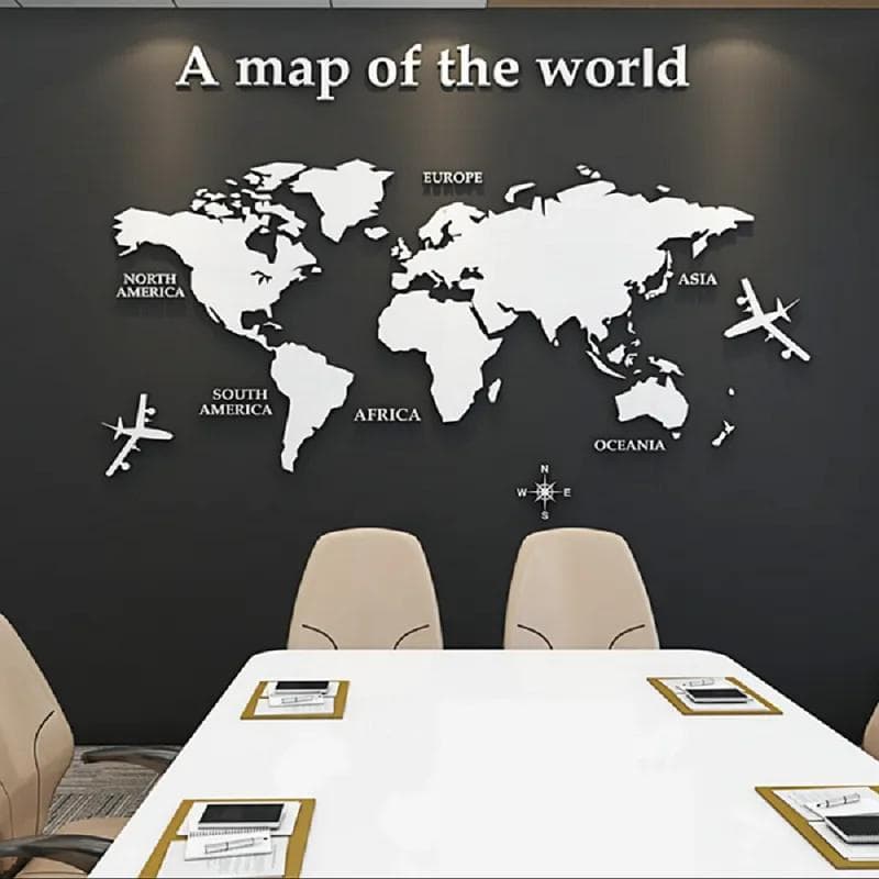 Naklejka Ścienna Lustrzana 3D Akrylowa Mapa Świata Dekoracja Domu DIY Kryształowa Naklejka Biuro Gabinet Sofa Ściana Tła TV złoty