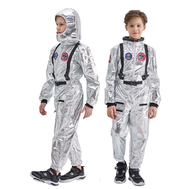 Srebrny kombinezon kosmonauty chłopięcy kostium astronauta dla dzieci Halloween Cosplay dzieci Pilot karnawałowe przebranie na przyjęcie cm srebro