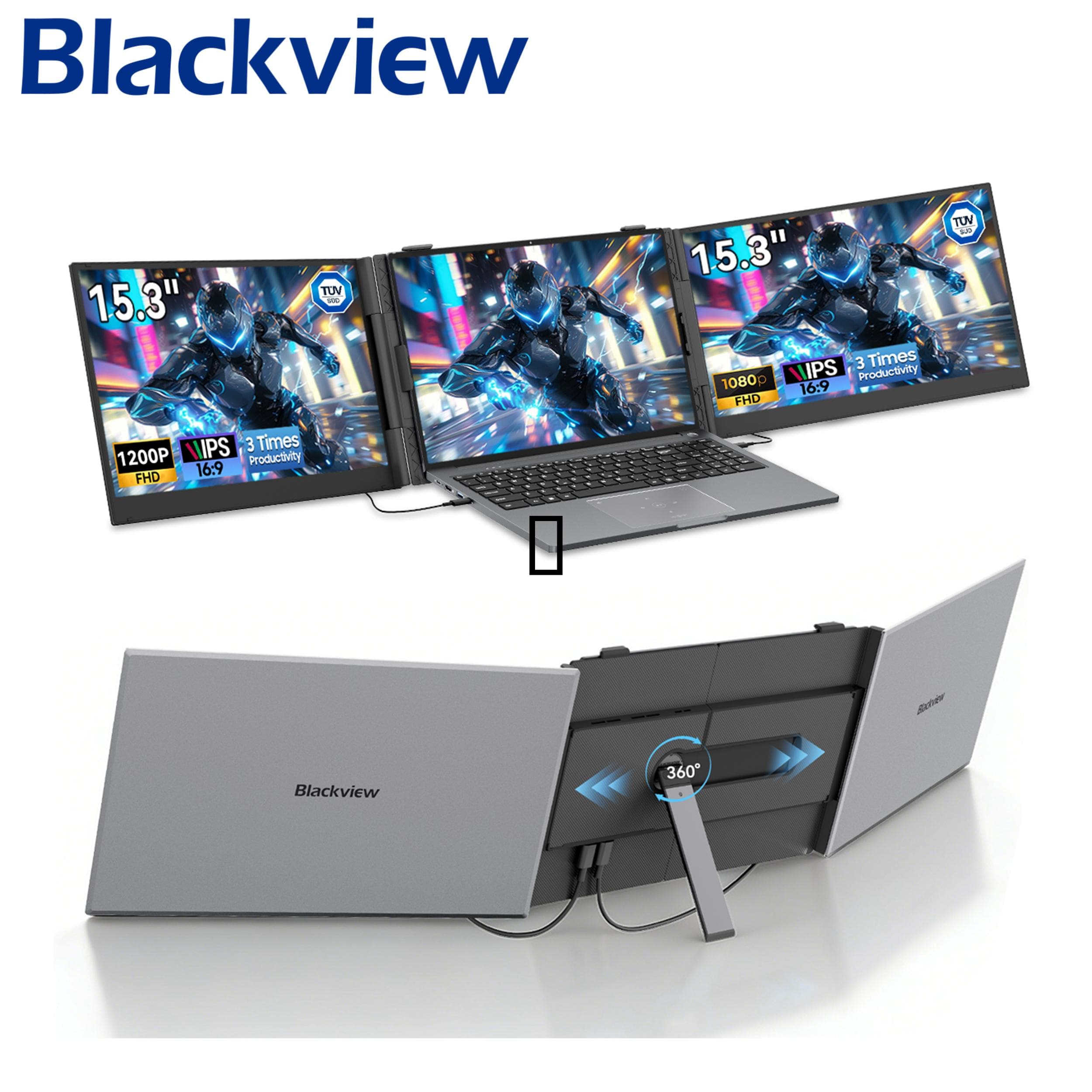 Blackview DCM8 15,3  Podwójny Przenośny Monitor — Ultracienki 4,6 mm, 1,2 kg, TÜV Low Blue Light