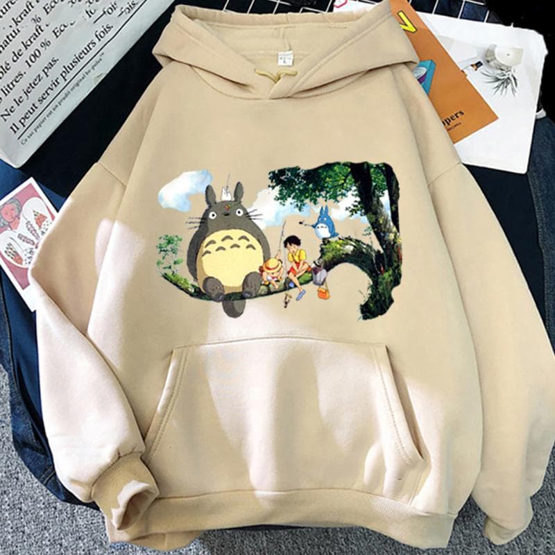 Japońskie anime Totoro bluza z kapturem moda unisex bluza z kapturem damskie bluzy Spirited Away bluzy chłopięce płaszcze grafika bluza z kapturem