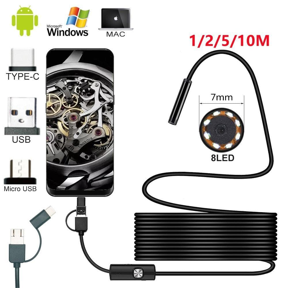 7,0 mm kamera endoskopowa 960P HD USB endoskop z 8 diodami LED 1/2/3,5/5/10M kabel wodoodporny inspekcyjny boroskop do komputera z systemem Android