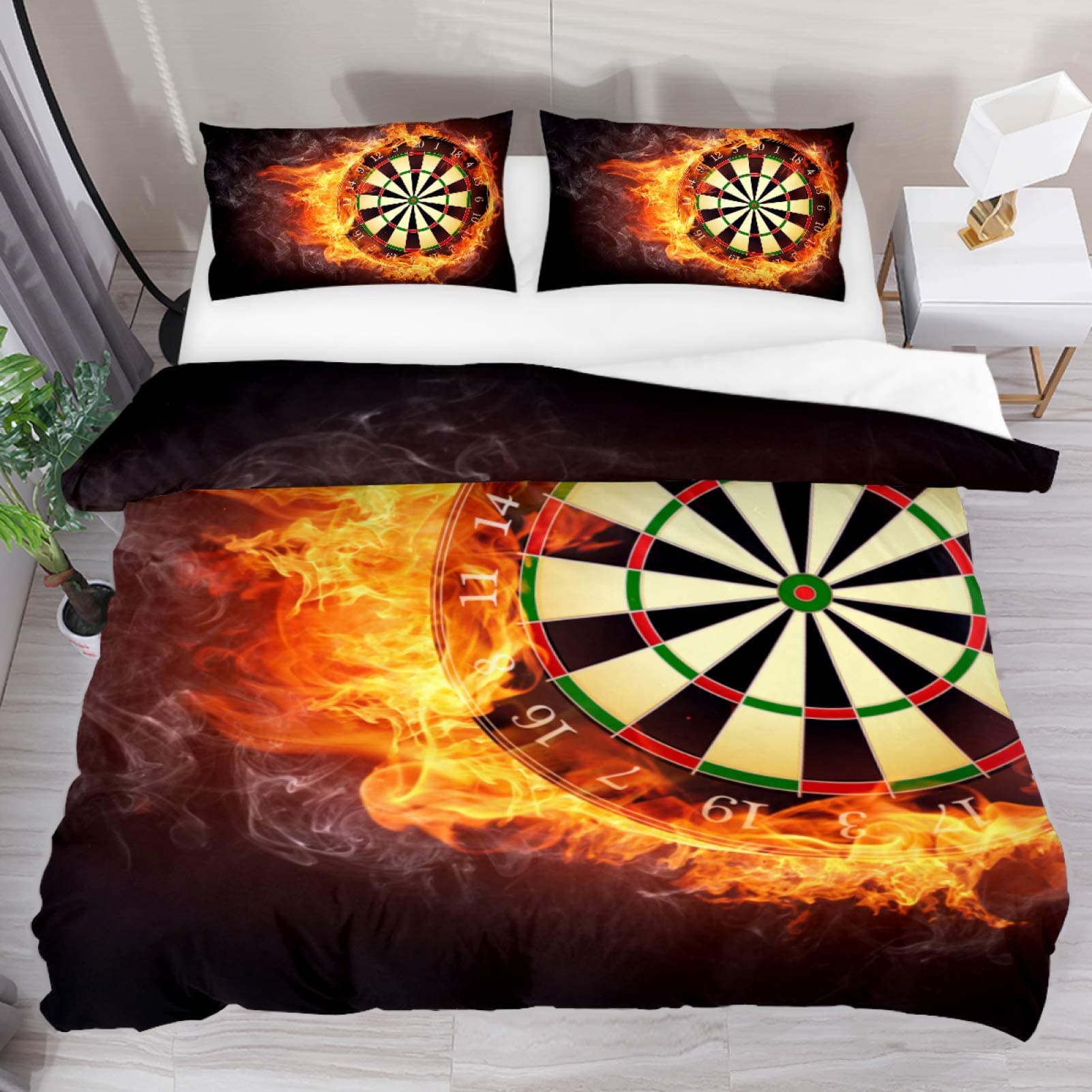 Zestaw Poszwy na Kołdrę Dart BoardZestawy Pościeli Dartboard 2/3szt. Przyjazny dla Skóry Zestaw Poszwy na Kołdrę z Błyskawicami i Płomieniami