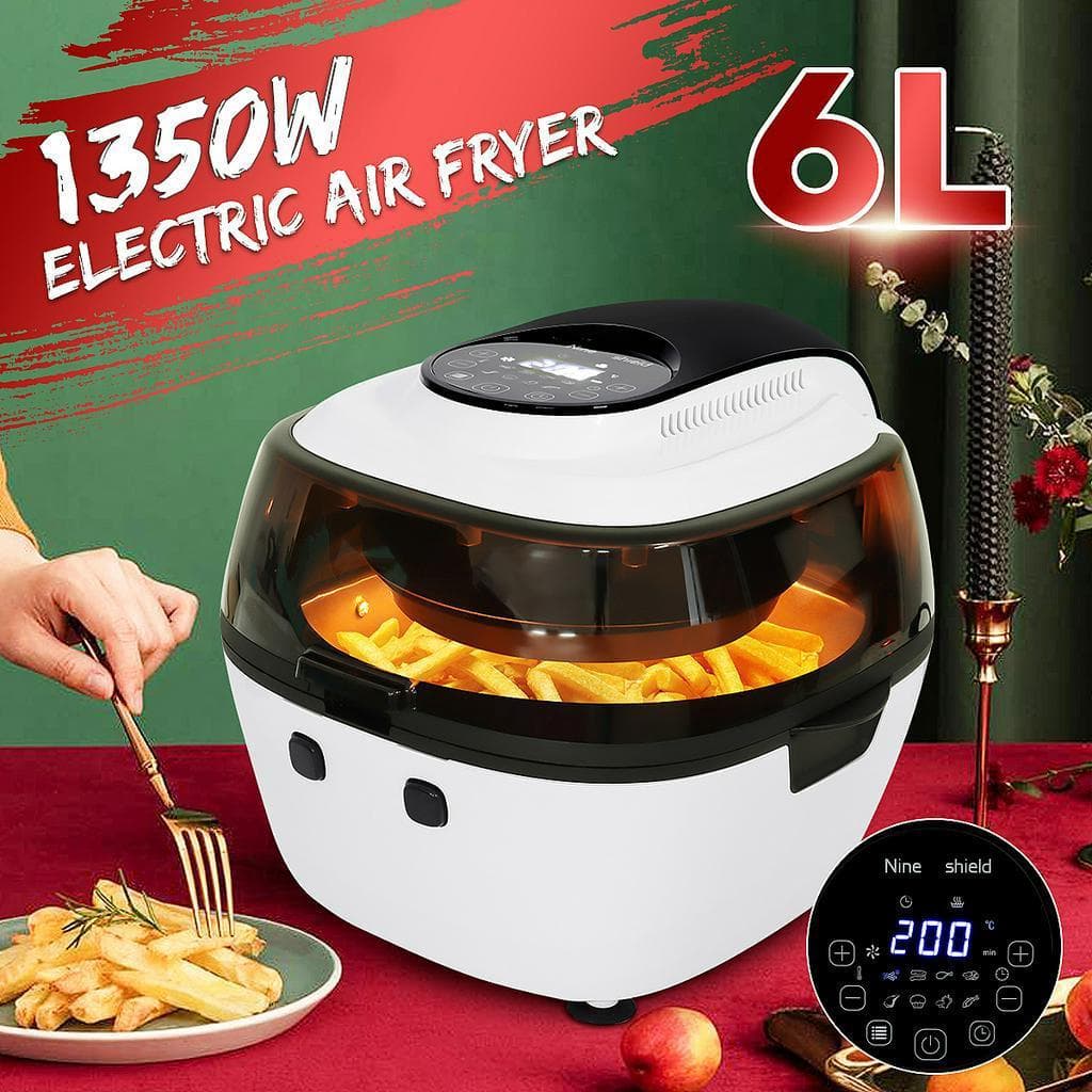 Frytkownica Powietrzna 6L Zdrowy Garnek Niskotłuszczowa Beztłuszczowa Kuchenny Piekarnik Timer 1350W Inteligentny Ekran Dotykowy Frytkownica