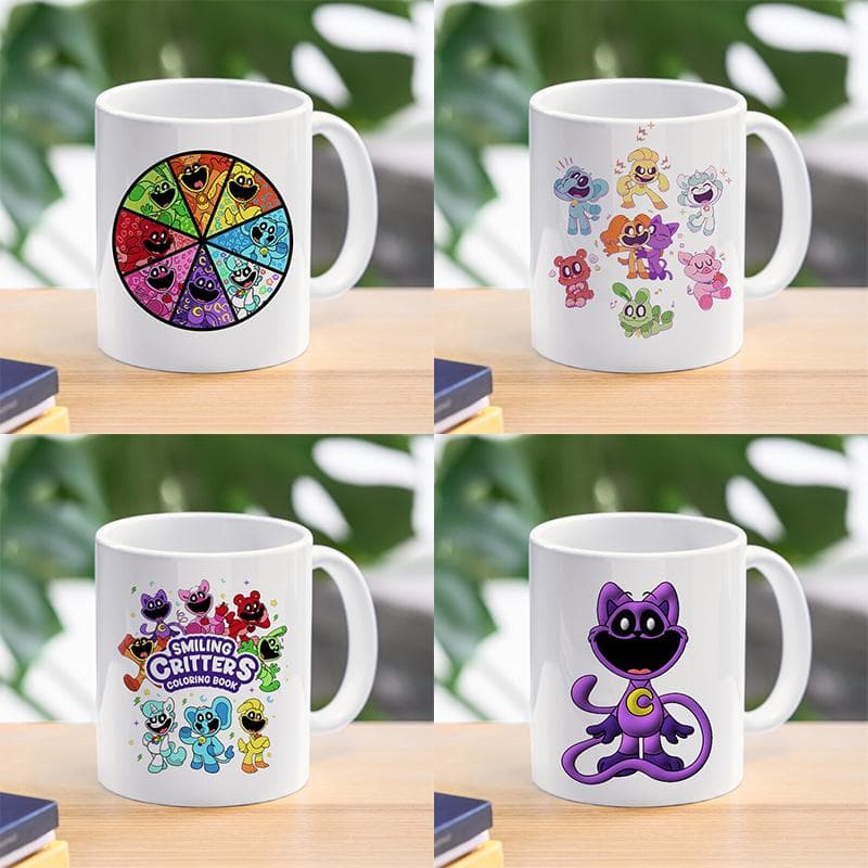 Uśmiechnięty zwierzak Kubek do kawy z kreskówek Catnap Dogday Kubek Anime Uroczy dziecięcy ceramiczny kubek na wodę jako prezent dla dziewcząt,