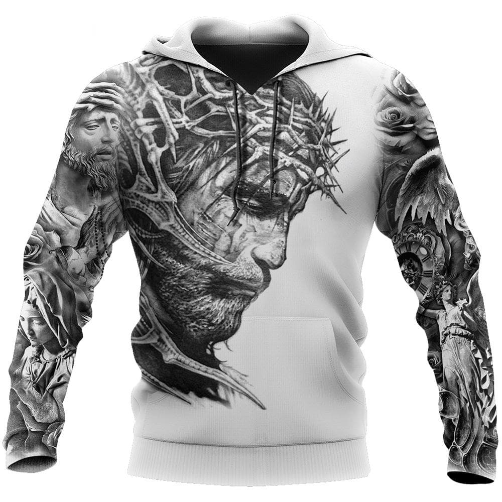 Męska bluza z kapturem jezus chrystus bluza z nadrukiem 3D wiosna jesień designerska moda na co dzień pulower z długim rękawem obszerne ubrania z
