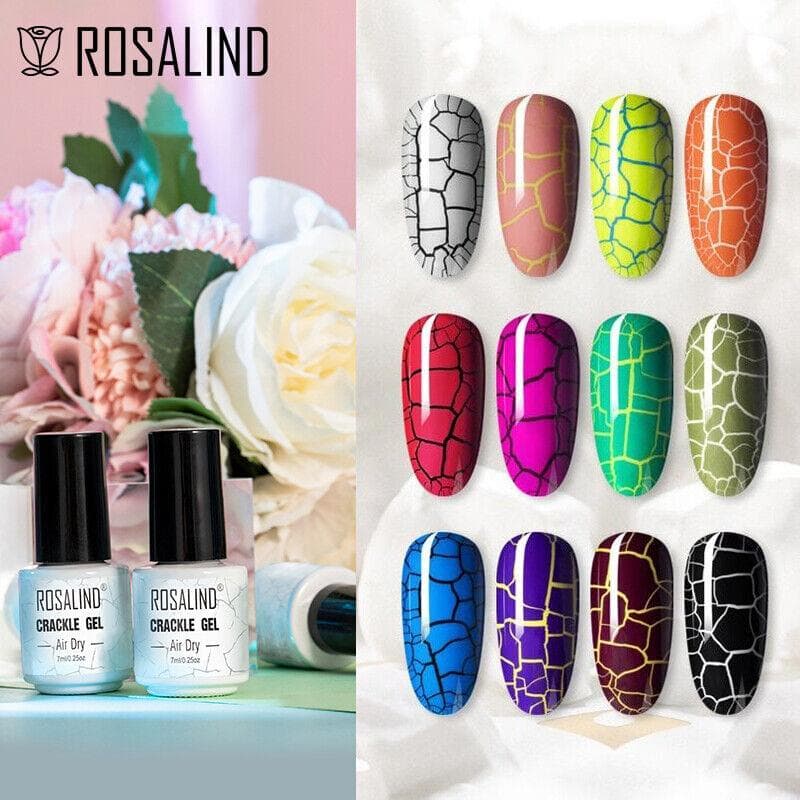 ROSALIND Whit Glass Bottle Crack Żelowy lakier do paznokci Suszący na powietrzu lakier do paznokci Fashion Nail Art Design