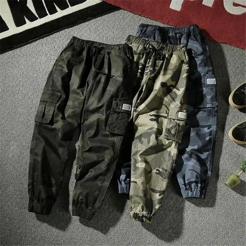 Męskie bawełniane spodnie dresowe Streetwear Casual Spodnie Plus Size XS-7XL Joggery Spodnie cargo Harem Męskie Multi-Pocket Kamuflaż cm