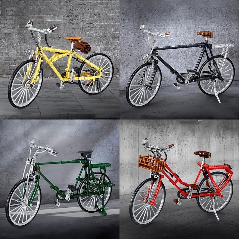Retro Model Roweru Ceglanego Kolorowy Rower Górski z Akcesoriami Model Zabawkowy Vintage Szczegółowy Rower Budowlany Dekoracja 1126 szt.