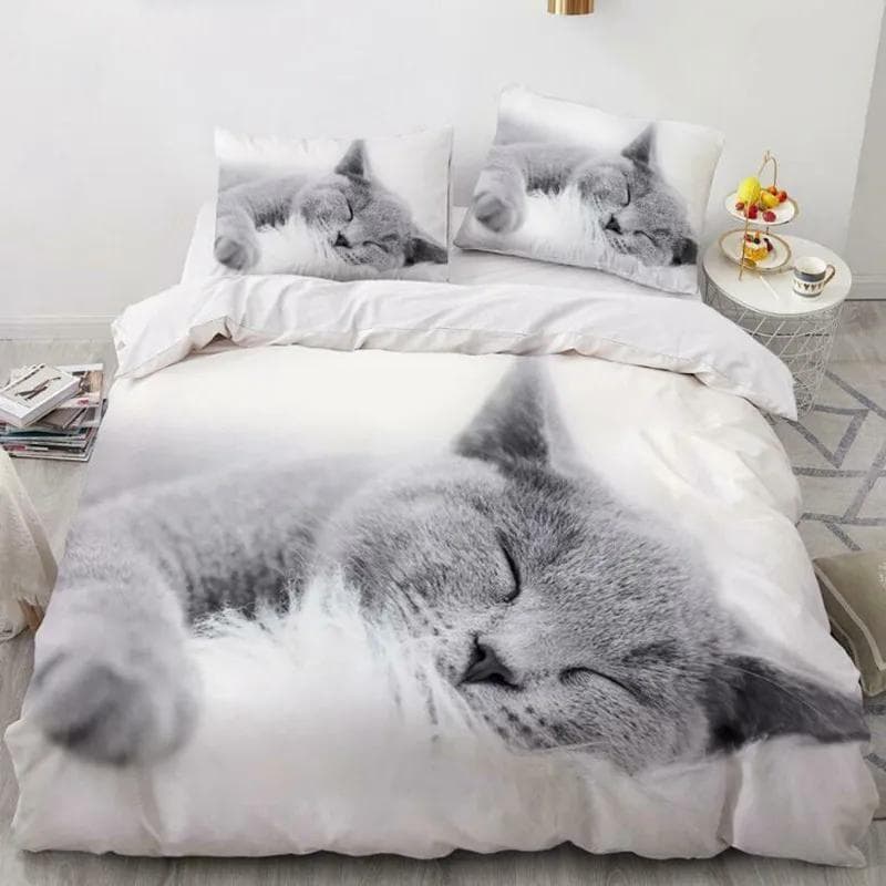 Zestaw poszewek na kołdrę dla kotów Queen Size Cute Pet Cats Printed Poszewka na kołdrę dla dzieci Boy Girls 3D Cartoon Animal Polyester Poszewka