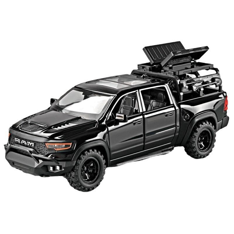 1/32 Dodge RAM MAMMOTH Pickup Samochodzik Zabawka Miniatura Metal Diecast Pojazd Terenowy Model Pull Back Dźwięk Światło Kolekcja Prezent