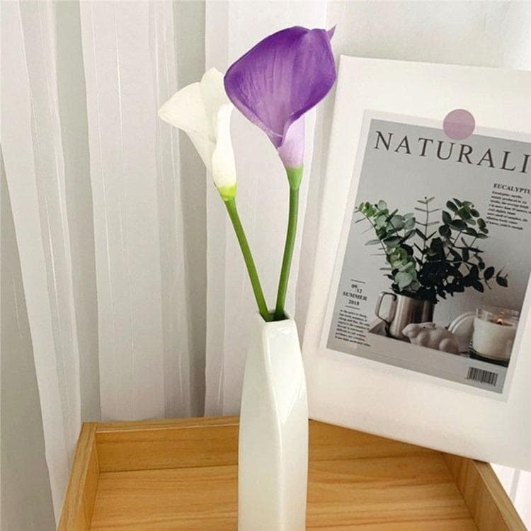 5 sztuk biały PU sztuczny kwiat sztuczna lilia Calla do wystroju domu ślubny bukiet ślubny domowy stół kwiatowy bukiet dekoracyjny 36CM