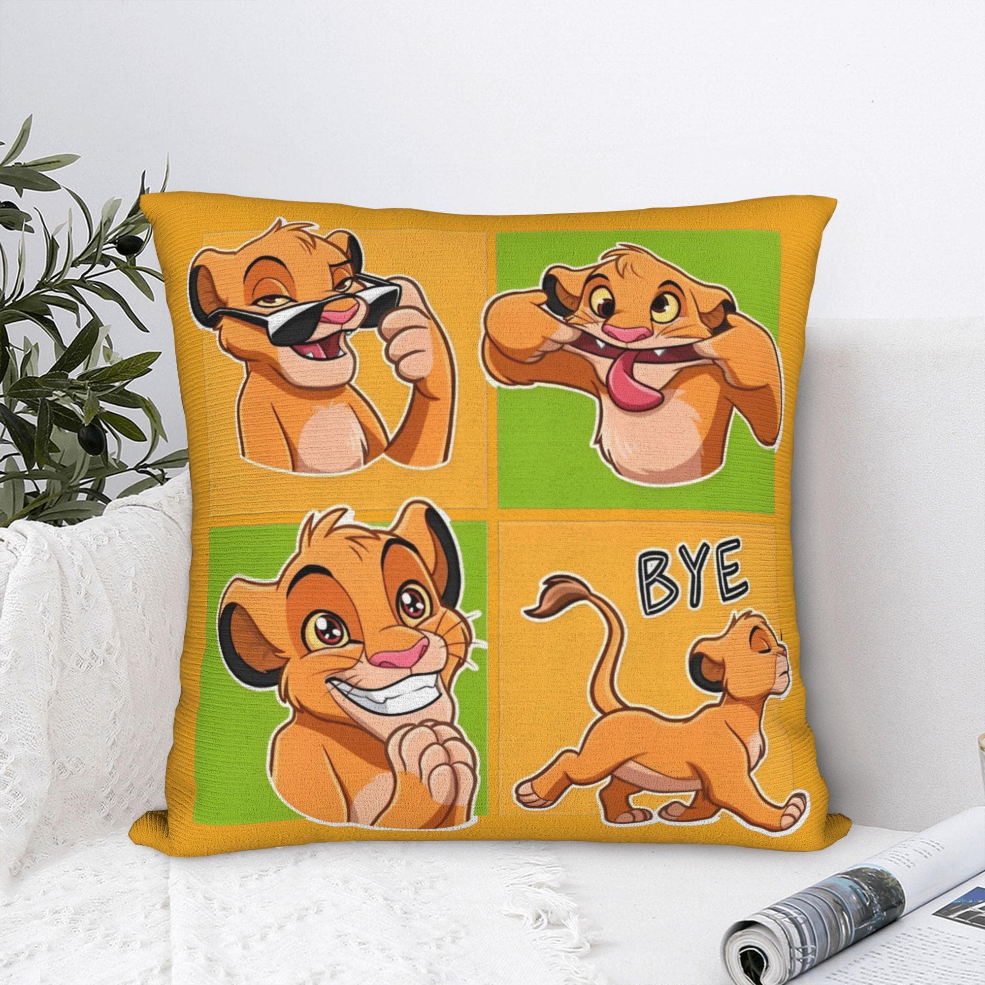 Król Lew Śmieszna Poszewka na Poduszkę Simba Poliestrowa Poszewka Dekoracyjna na Poduszkę Pokrowiec Domowy Zapinana na Zamek 45*45cm
