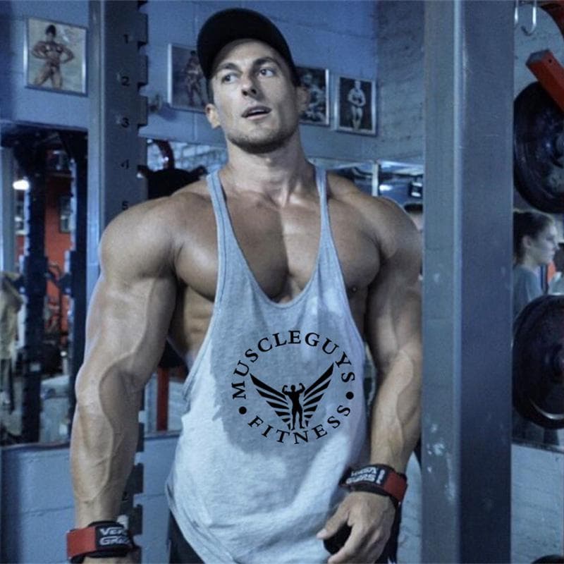 Muscleguys Kulturystyka Odzież Podkoszulek Męskie Bawełniane Fitness Stringer Podkoszulki Kamizelka cm niebieski