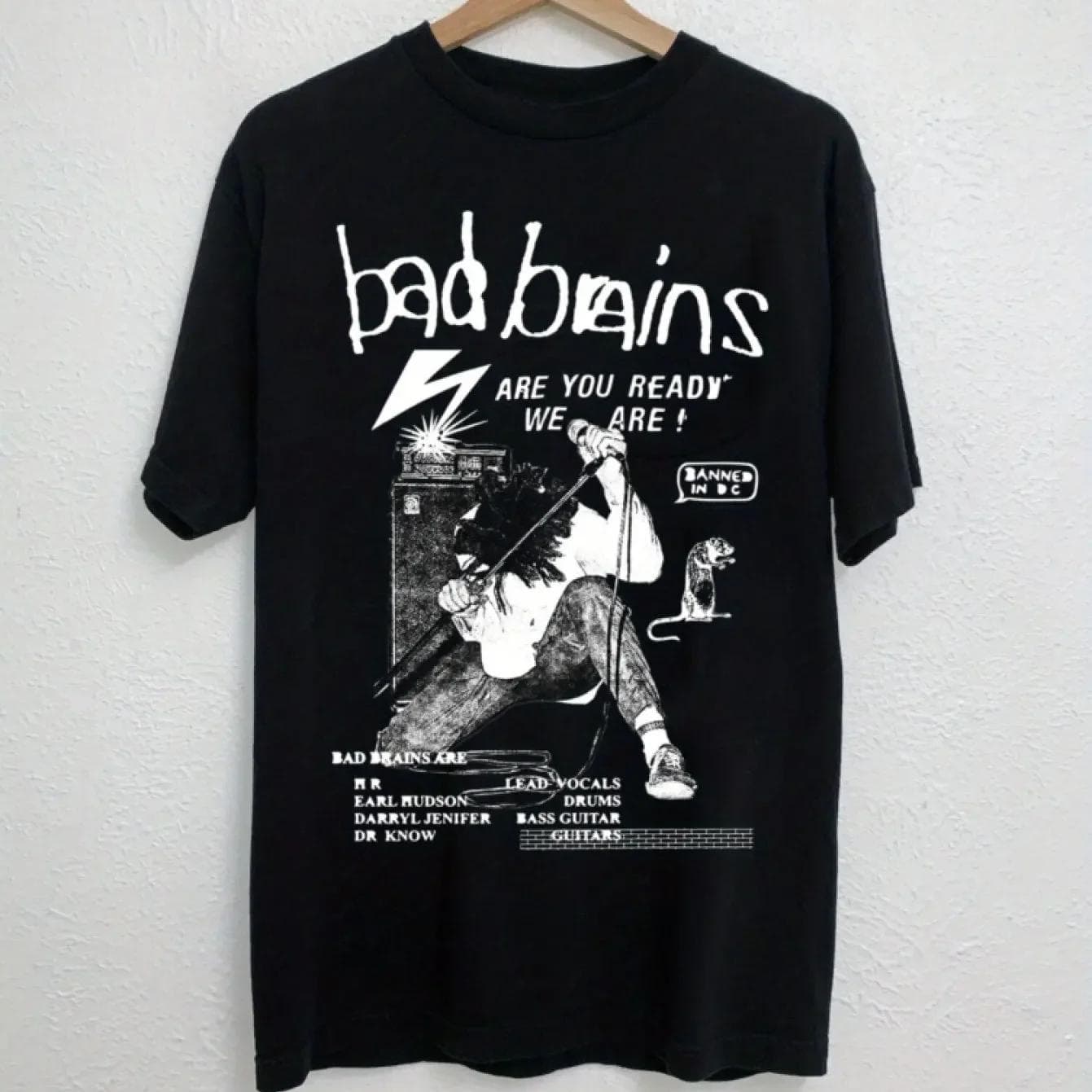 Koszulka graficzna zespołu Bad Brains 100% bawełna miękka wygodna czarna koszulka z krótkim rękawem z nadrukiem dat koncertów casualowy
