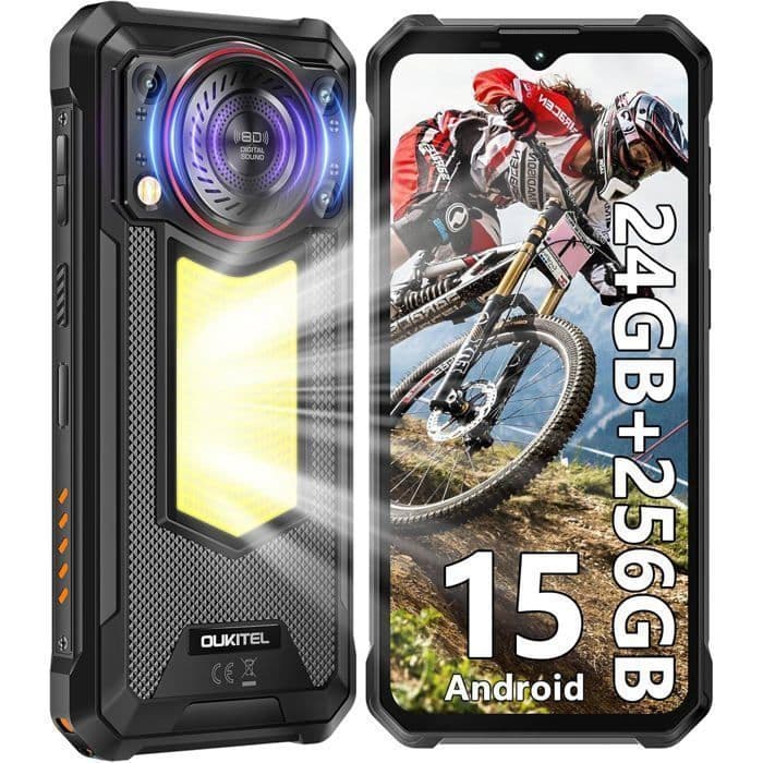 OUKITEL WP53 Pro Smartfon Wytrzymały 24GB+256GB 6,52'' HD+ 11000mAh Telefon Komórkowy Niezniszczalny Dual SIM 4G/GPS/128dB Czarny czarny