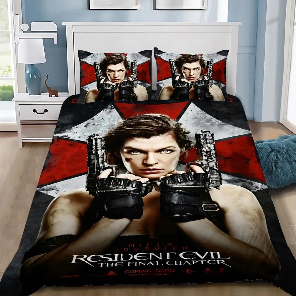 Poszewka na kołdrę poszewka na poduszkę z nadrukiem 3D Zestaw pościeli Resident Evil dla dorosłych chłopca dziewczynki Dekoracja sypialni