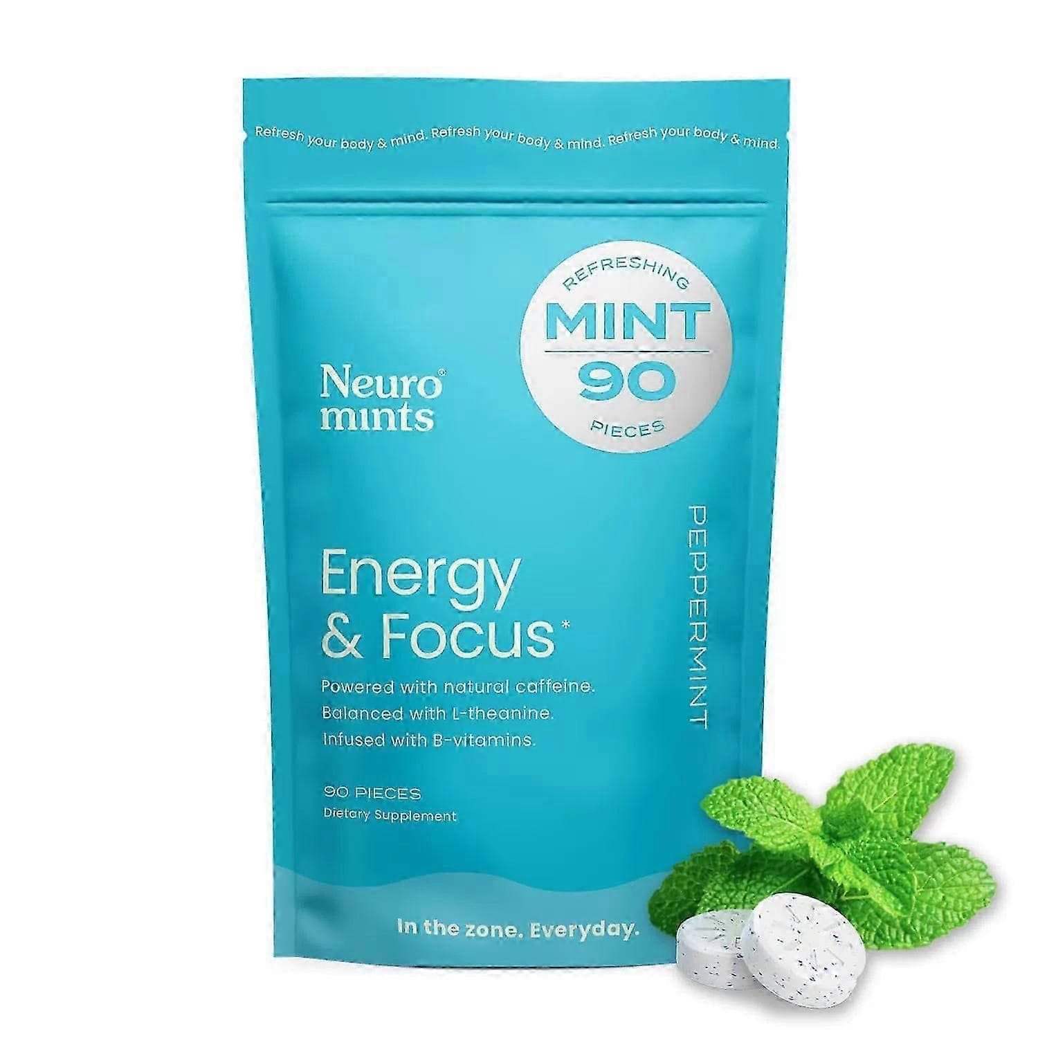 NeuroGum Energy Guma z kofeiną (Cukier z kofeiną o smaku miętowym) - Odpowiedni dla mężczyzn i kobiet