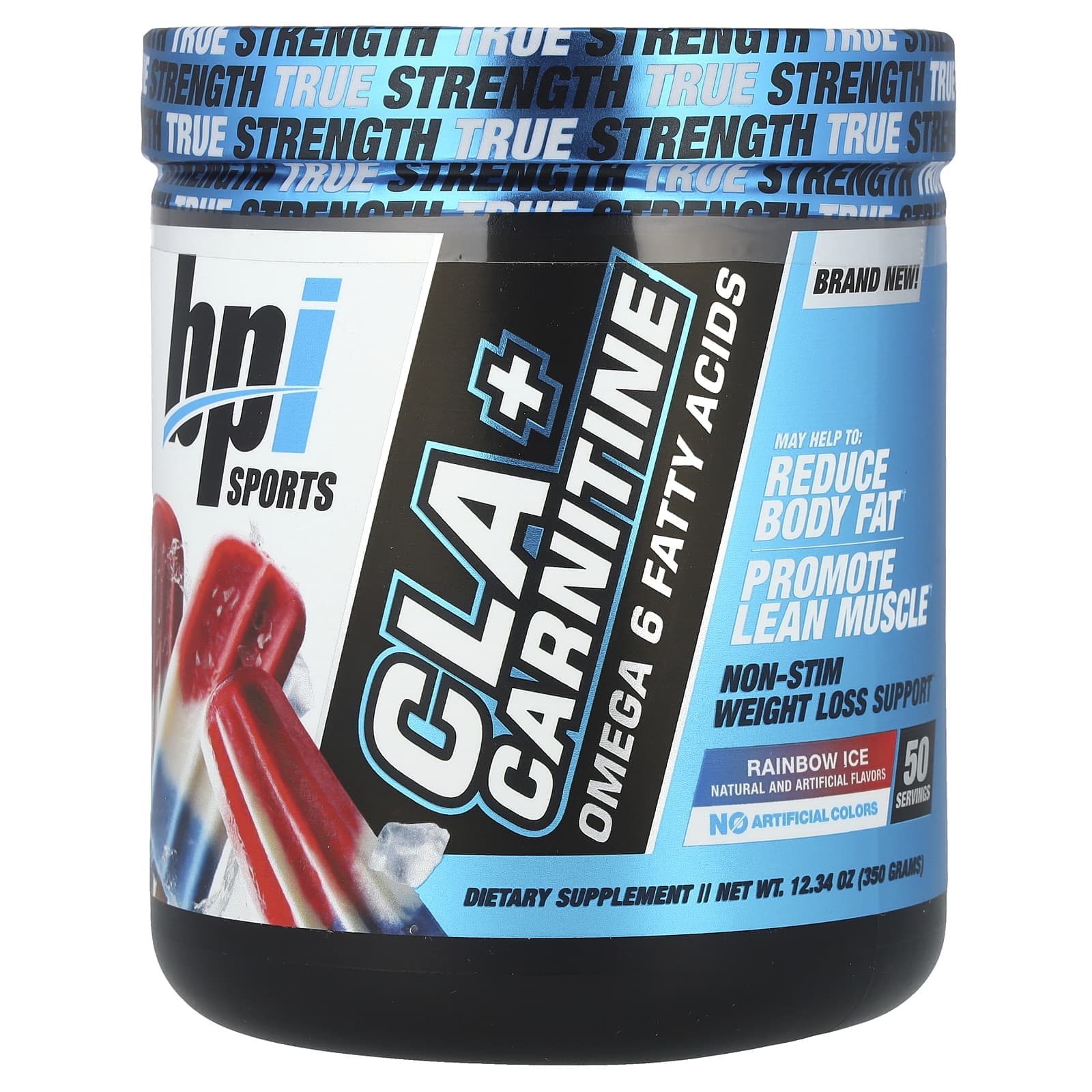 BPI Sports, CLA + Karnityna, Lód tęczowy, 12,34 oz (350 gramów)