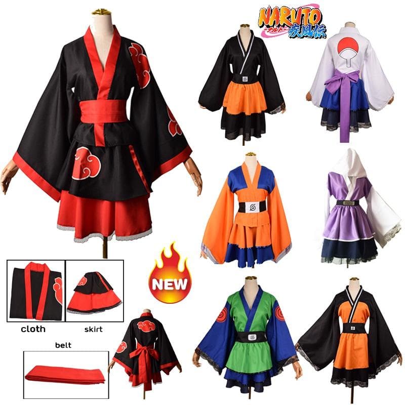 Anime Naruto Shippuden Uzumaki Naruto Akatsuki Kakashi Sasuke Lolita Kimono sukienka Anime przebranie na karnawał Party jednolite ubrania SuitO cm