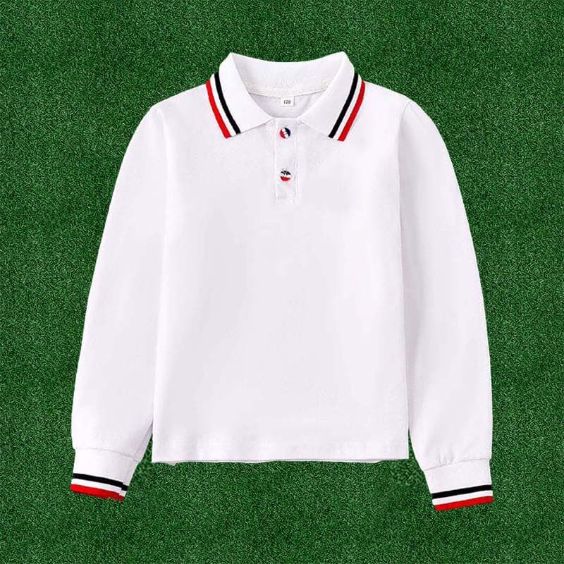 Dziecięca koszulka polo z długim rękawem z czystej bawełny - Unisex cm