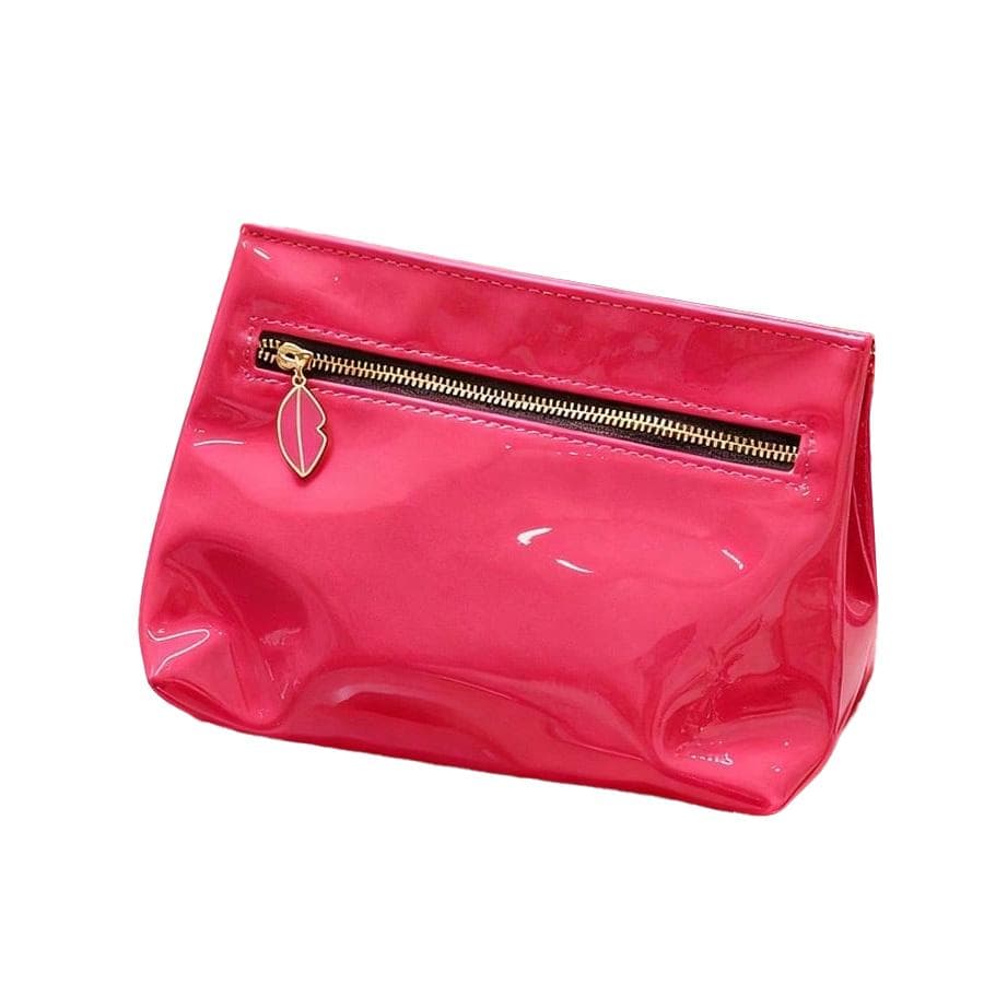 YSL Hot Pink PU Kosmetyczka - Wzór z nadrukiem ust z zamkiem błyskawicznym, Przenośna kopertówka i organizer czerwony