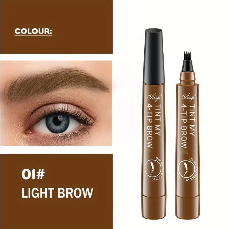 Wodoodporna 4-punktowa kredka do brwi w płynie z długotrwałym pędzelkiem do brwi 3D - Naturalne narzędzia do makijażu Microblade 3PCS jasny