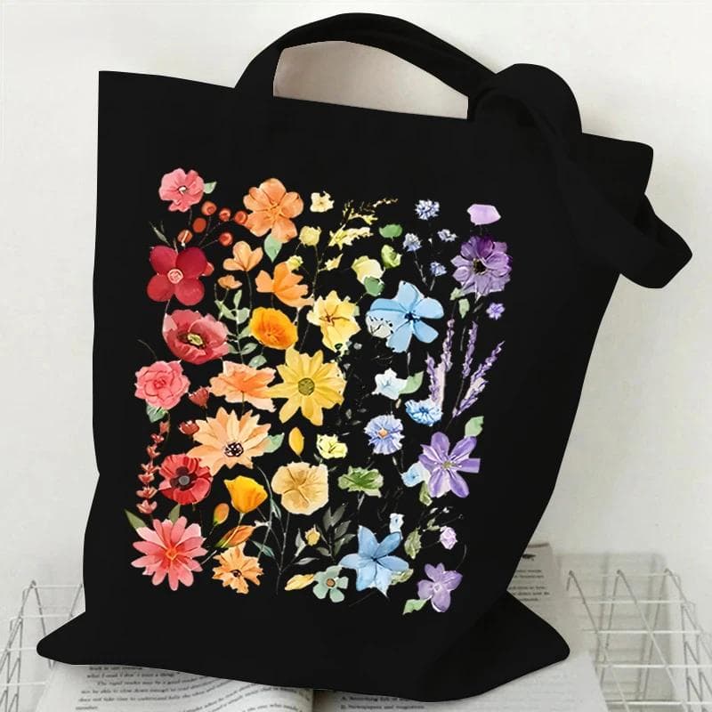Torba na ramię Wildflowers Canvas Tote Bag Women Daisy Rose Lavender Torba na zakupy Student Plant Style Female Wielokrotnego użytku torebki