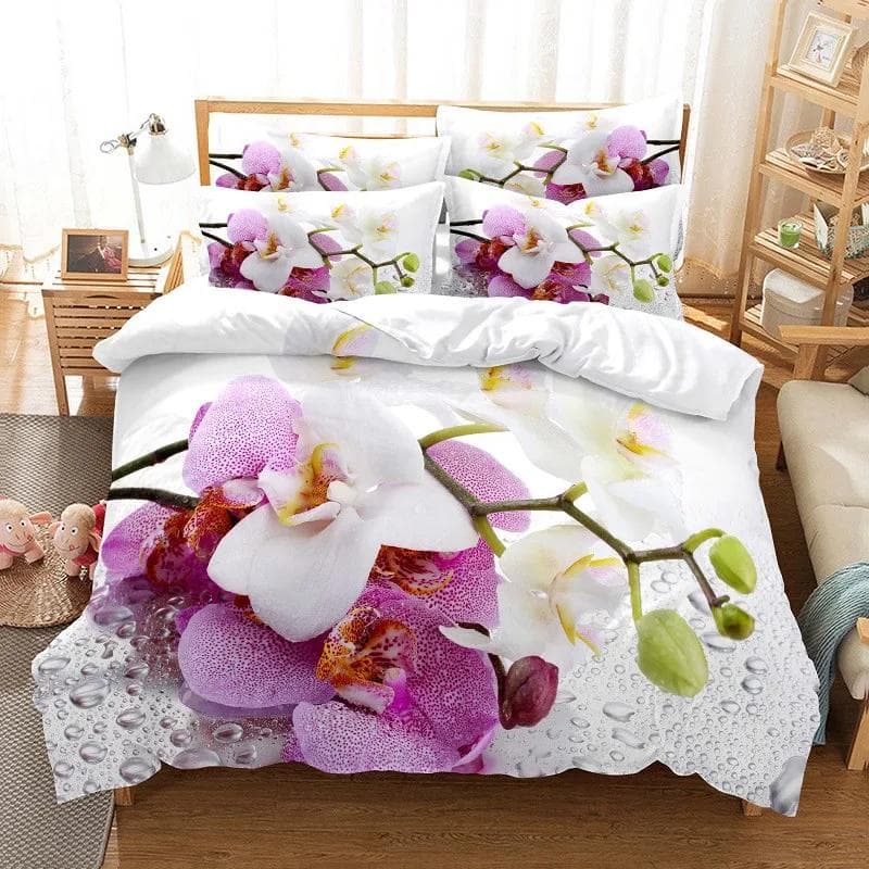 Zestaw pościeli Flowers Zestaw poszewek na kołdrę Pościel 3D Druk cyfrowy Pościel Queen Size Zestaw pościeli Fashion Design