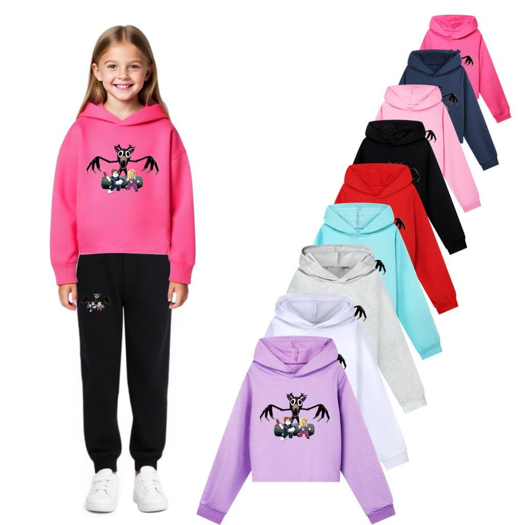 Dziecięce Dziewczęce 99 Nocy w Lesie Nadrukowane Codzienne Bluzy z Długim Rękawem i Kapturem 140cm różowy
