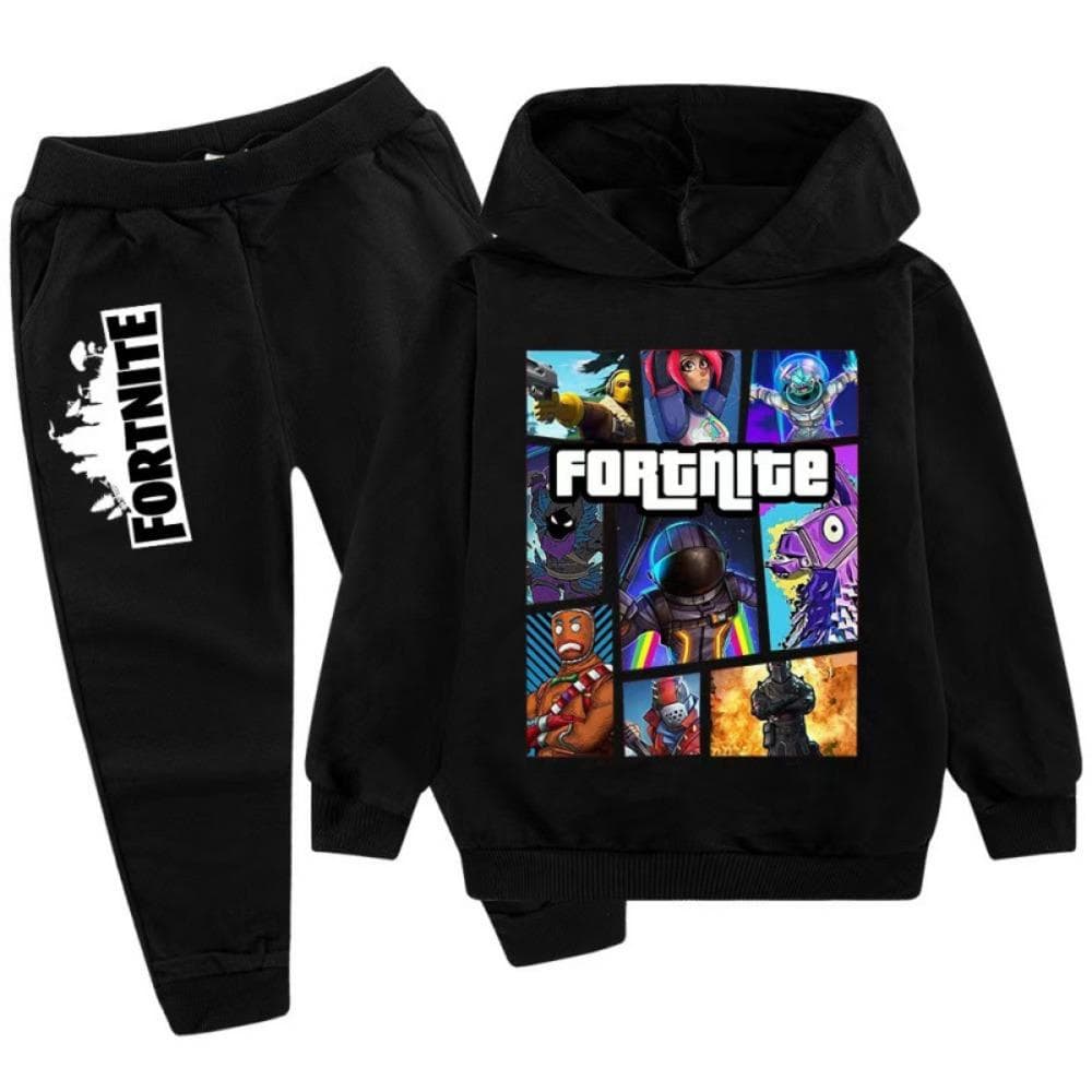 Fortnite Gra Nadrukowane Zestawy Dziecięce Bluzy z Kapturem Kreskówka Wygodne Garnitur 2szt Luźne Długi Rękaw Góra Spodnie Jesień Zima Ubrania