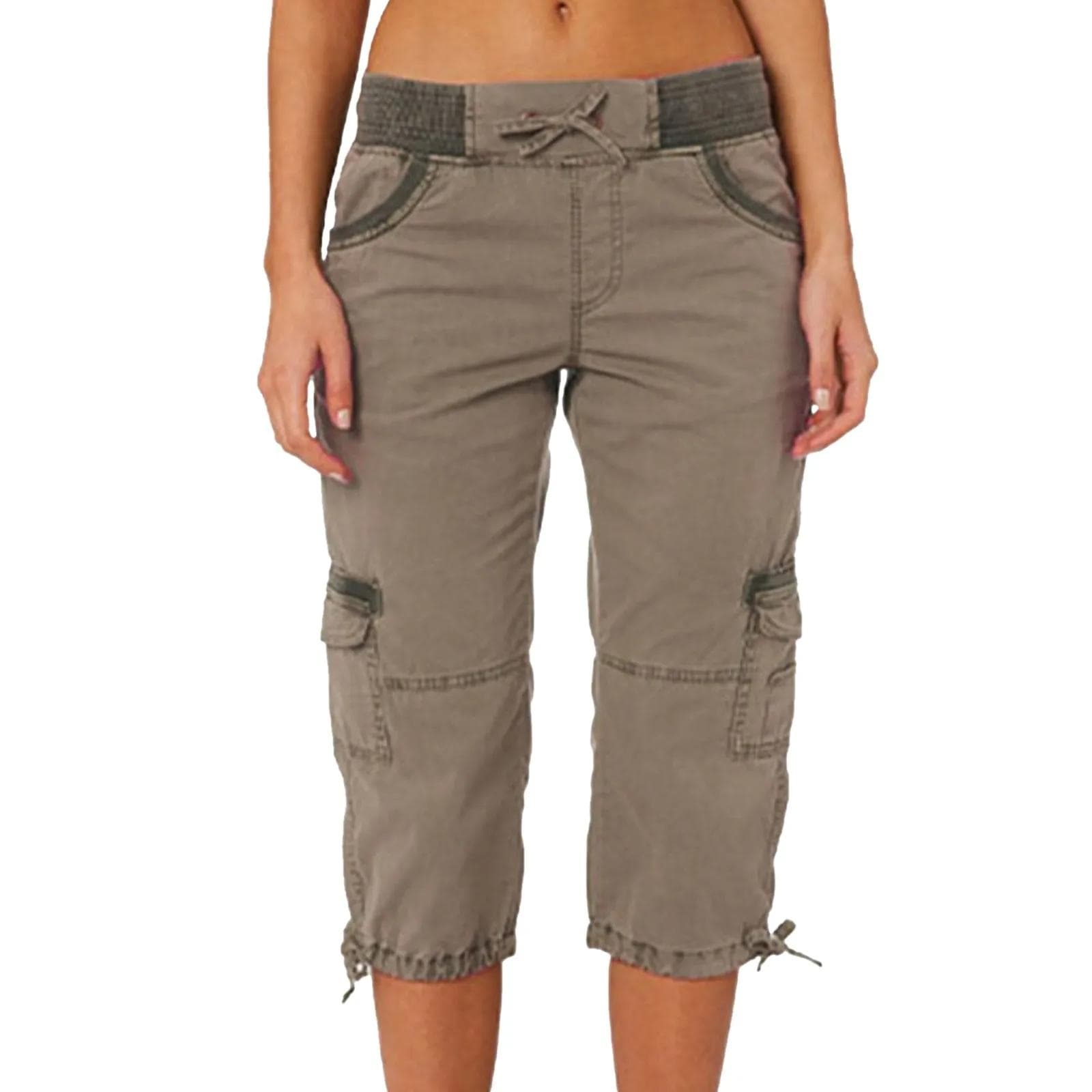 Spodnie wielokieszeniowe Outdoor Y2k Spodnie cargo damskie Streetwear Sportowe spodnie do połowy łydki Ogrodniczki Cienkie luźne szorty cargo