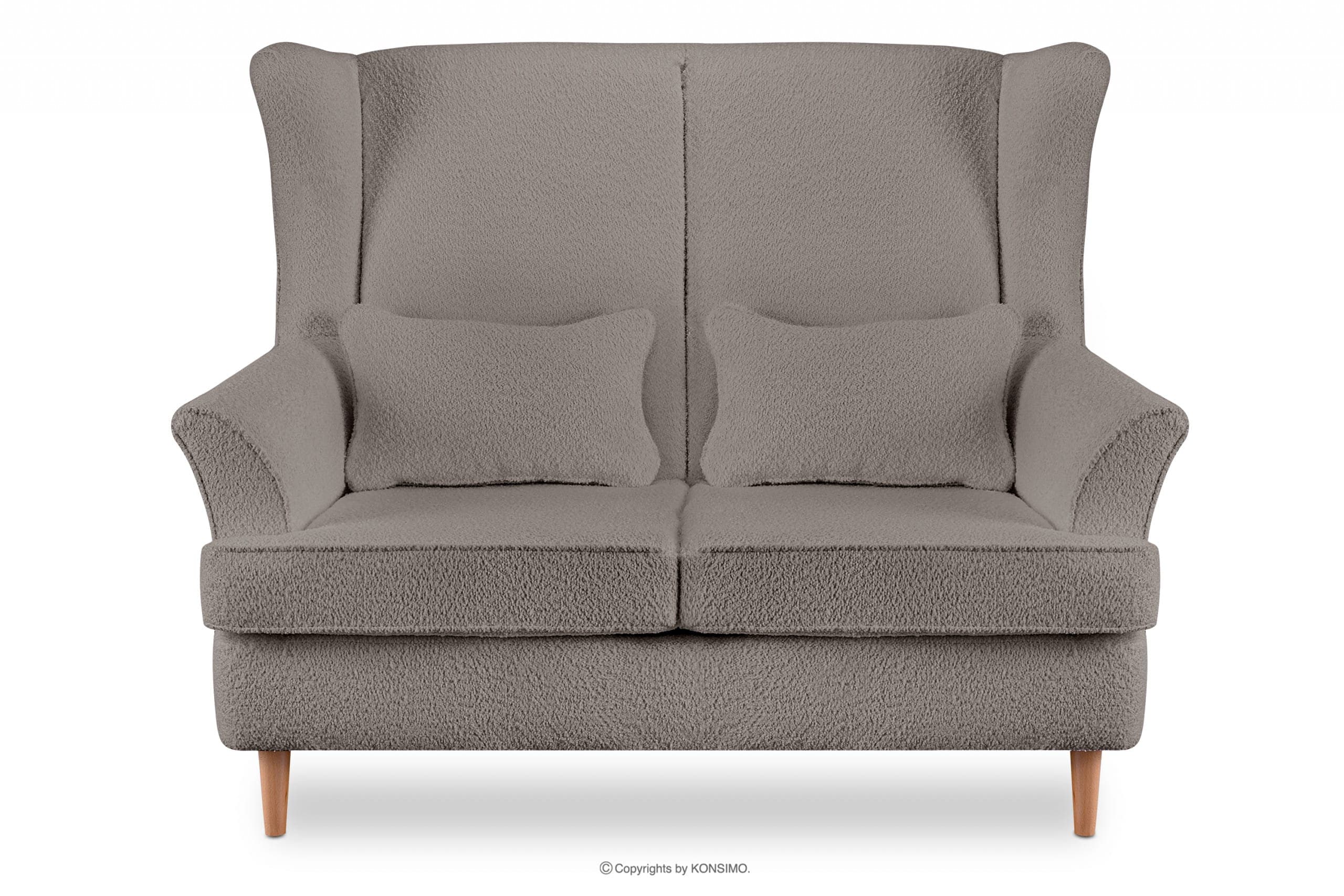 Skandynawska sofa dwuosobowa beżowa boucle STRALIS