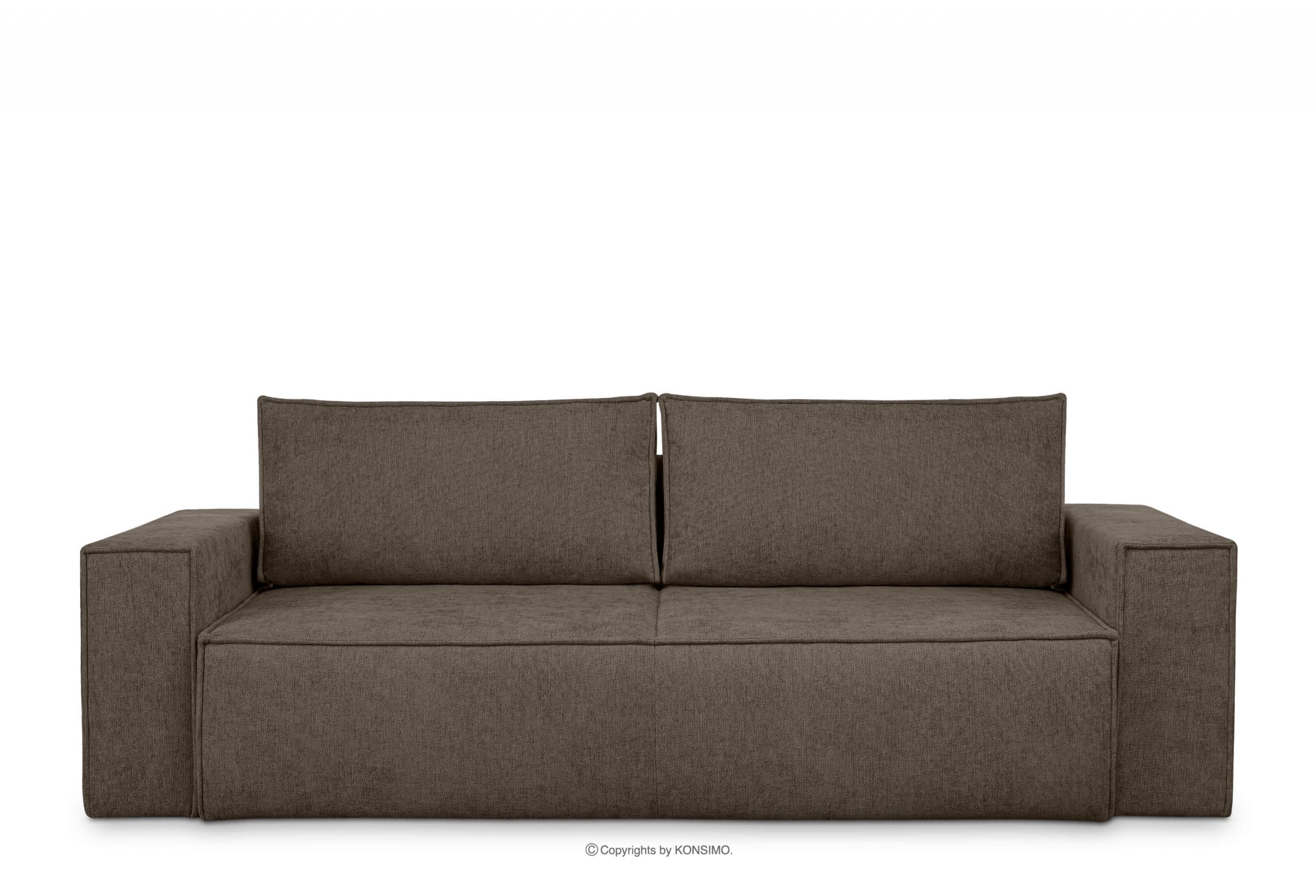 Sofa 3 w tkaninie plecionej z funkcją spania chłodny brąz NAPI II