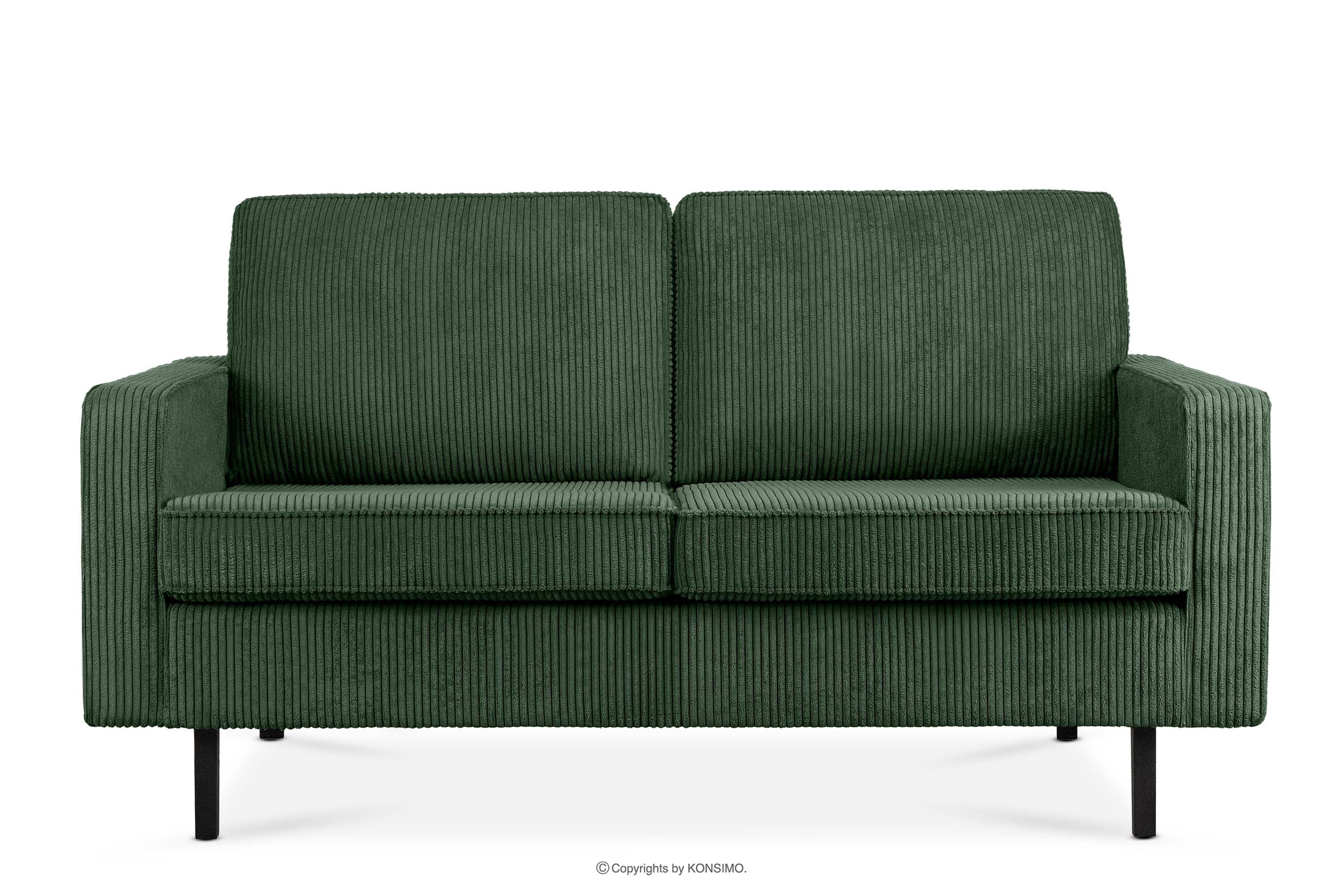 Sofa loftowa sztruks 2 osobowa ciemny zielony INVIA