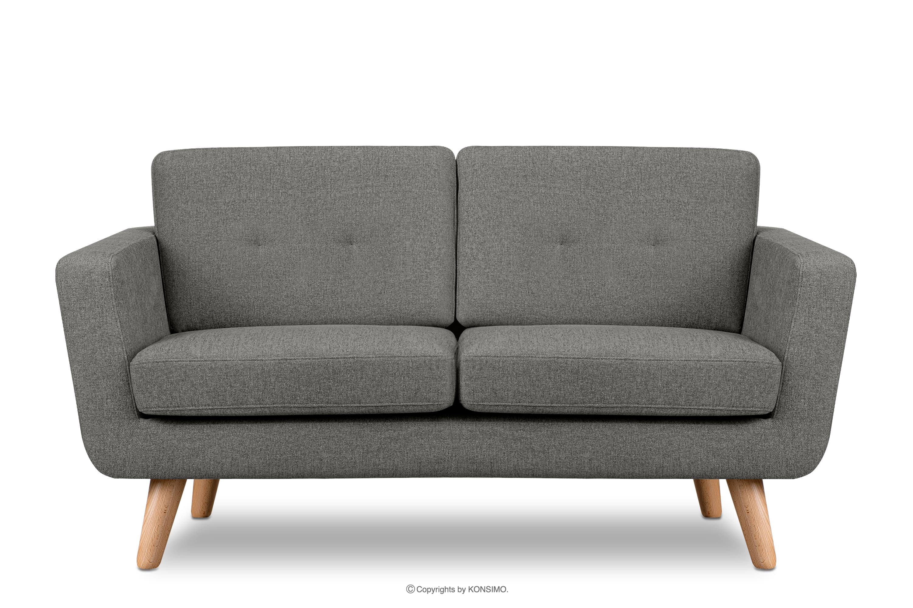 Skandynawska sofa dwuosobowa z pikowaniem w tkaninie plecionej popielaty TAGIO II