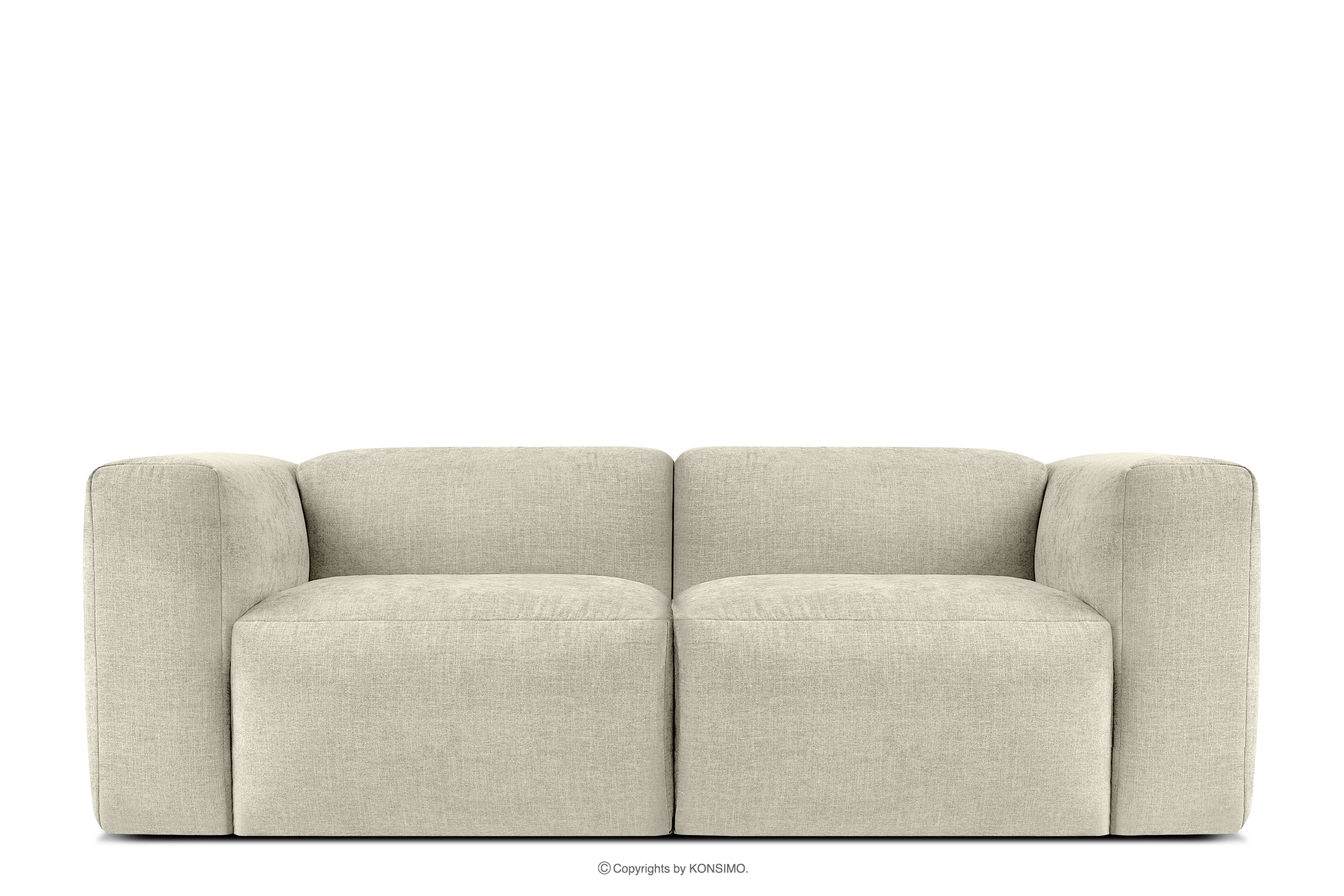 Sofa boho modułowa dwuosobowa w tkaninie plecionej ecru BUFFO