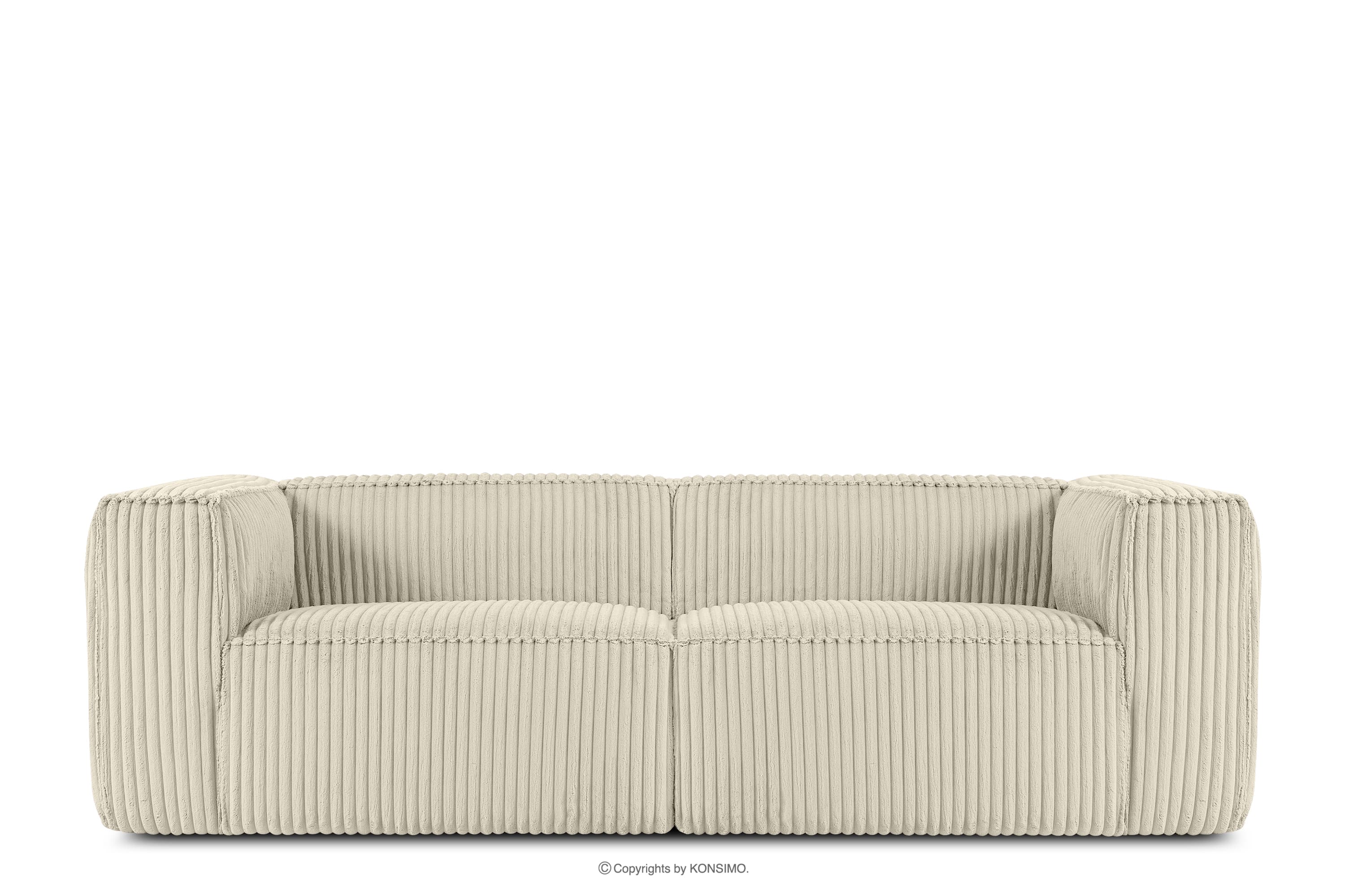 Duża kremowa sofa w tkaninie sztruks FEROX