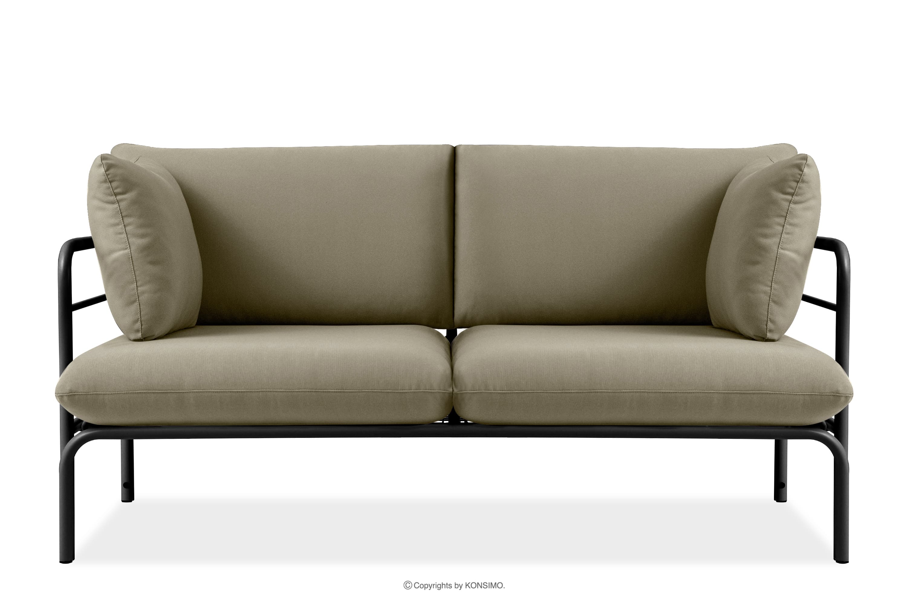 Loftowa sofa ogrodowa 2 na metalowych nogach antracytowy/beżowy RAMBE