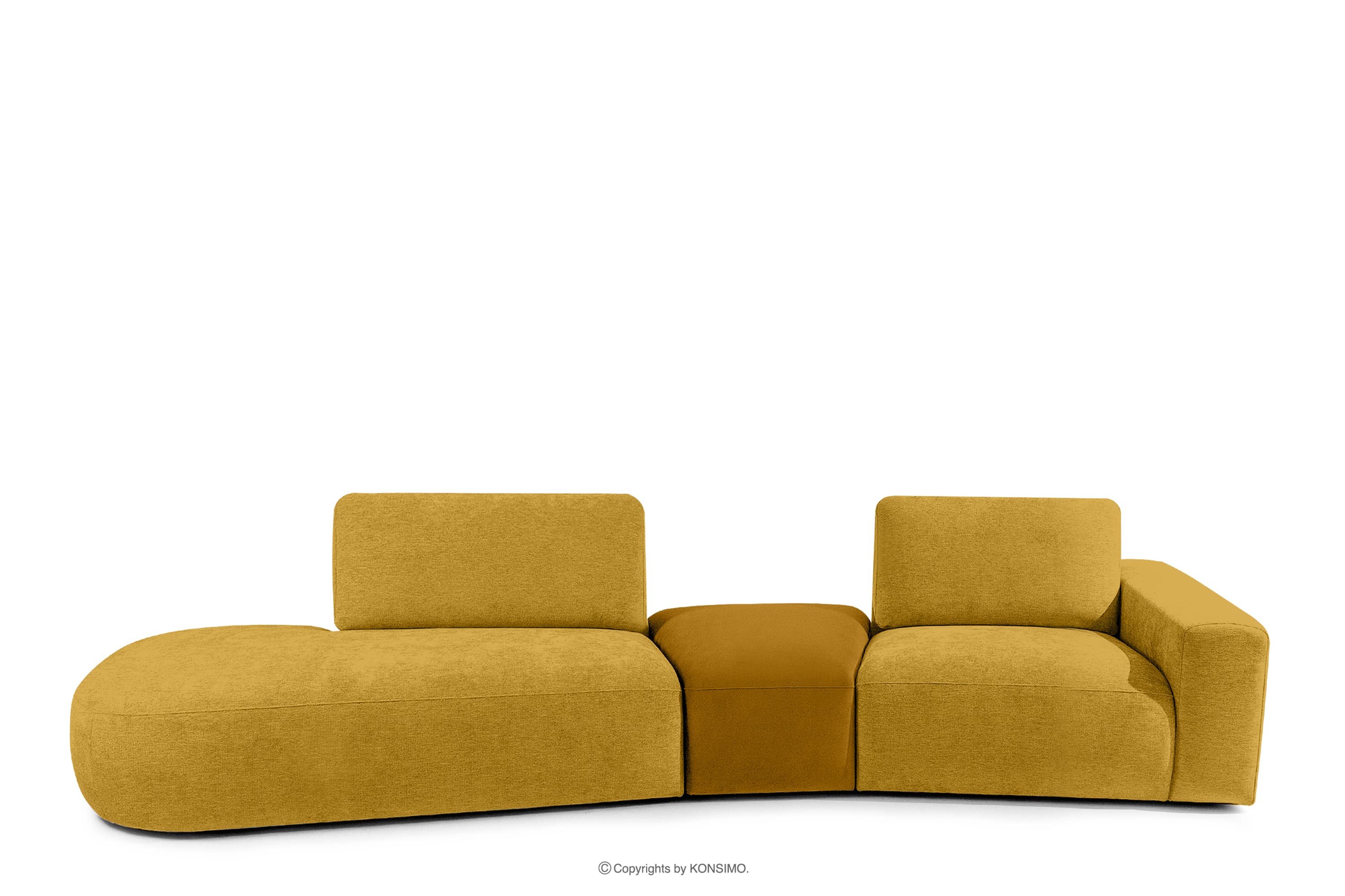 Sofa w tkaninie szenil i welur modułowa żółty ZUCCO