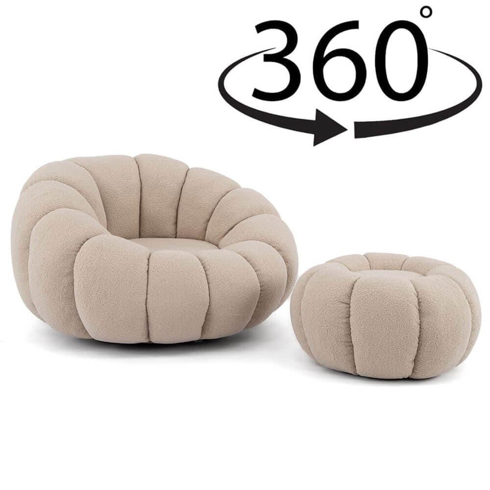Fotel obrotowy z podnóżkiem CX2030 Pumpkin | Bouclé | Beżowy #3