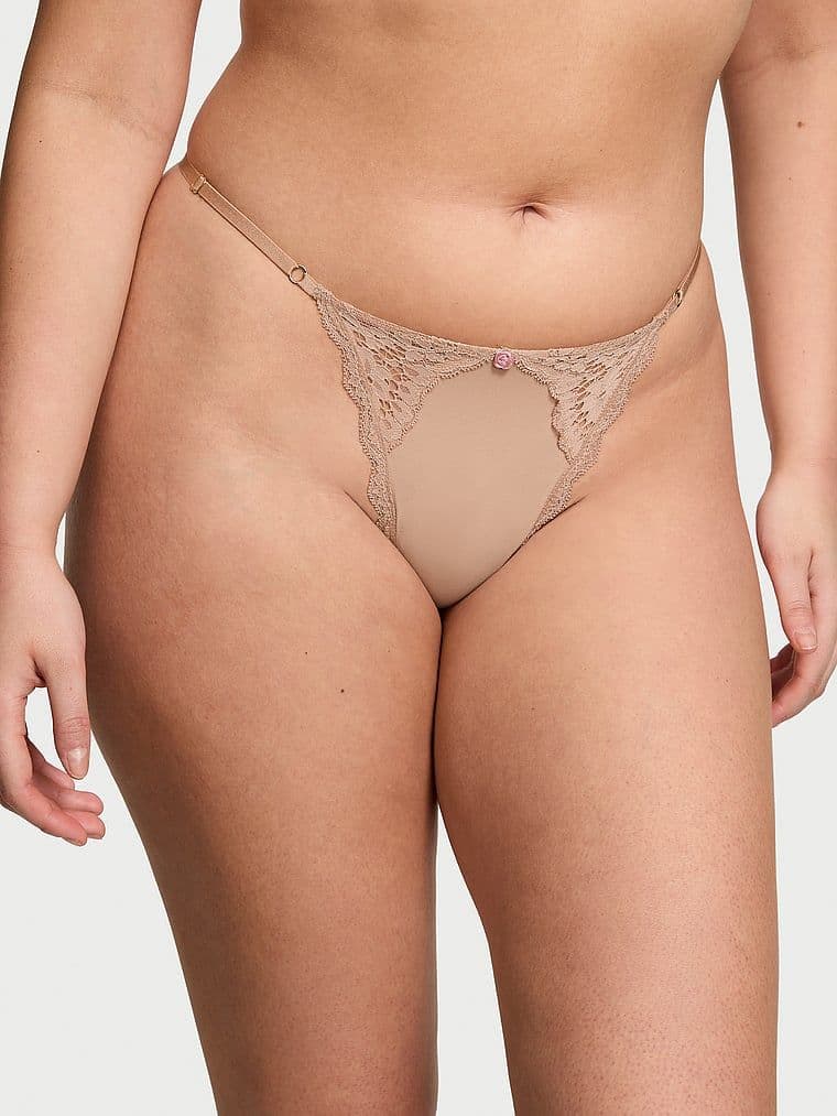 Dream Angels Stringi z koronką z regulowanymi paskami Lace-Trim V-String