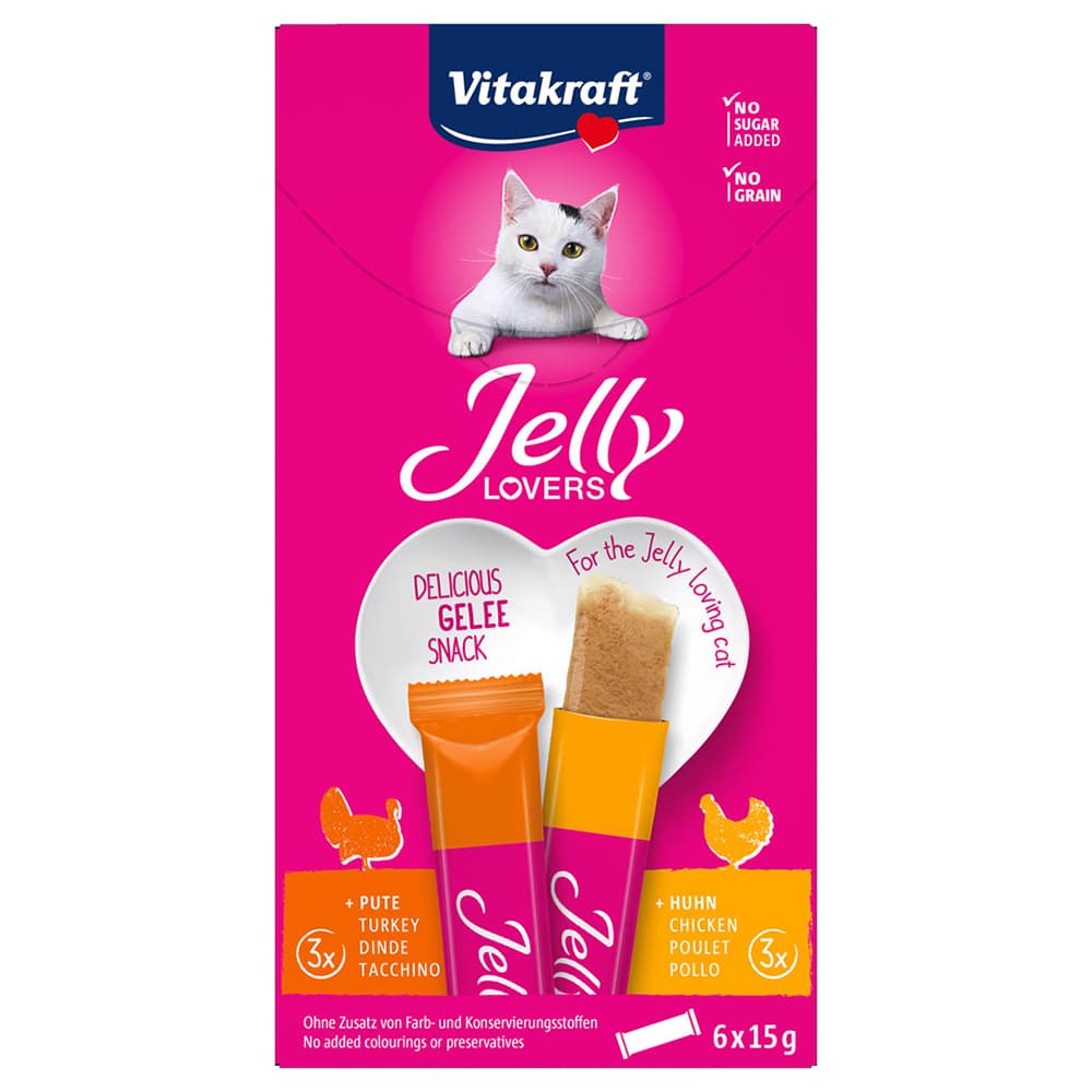 Vitakraft Jelly Lovers, kurczak i indyk - 6 x 15 g