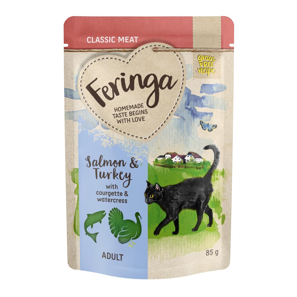 Feringa w saszetkach, 12 x 85 g - Łosoś i indyk z cukinią i rukwią