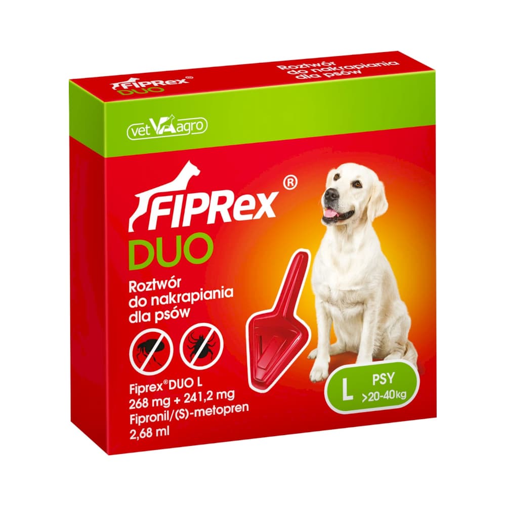 Fiprex DUO Spot-on dla psów - L: 20-40 kg (1 pipeta x  2,68 ml)