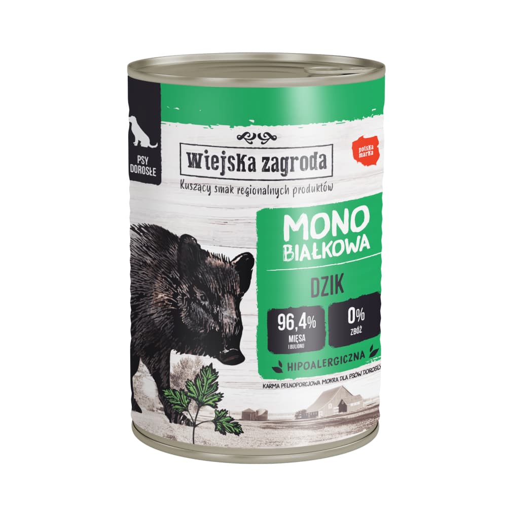 Korzystny pakiet Wiejska Zagroda, mokra karma dla psa, 24 x 400 g - Dzik